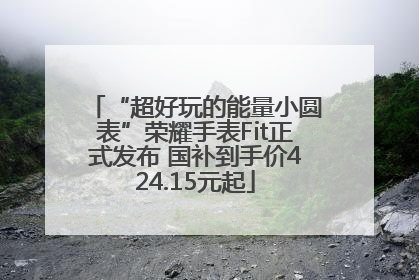 “超好玩的能量小圆表”荣耀手表Fit正式发布 国补到手价424.15元起