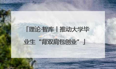 理论·智库丨推动大学毕业生“背双肩包创业”