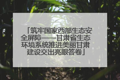 筑牢国家西部生态安全屏障——甘肃省生态环境系统推进美丽甘肃建设交出亮眼答卷