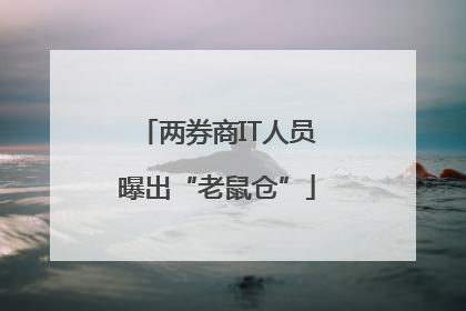 两券商IT人员曝出“老鼠仓”