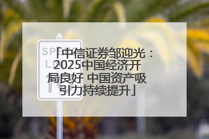中信证券邹迎光：2025中国经济开局良好 中国资产吸引力持续提升