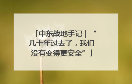 中东战地手记｜“几十年过去了，我们没有变得更安全”