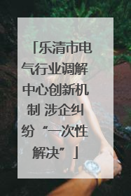 乐清市电气行业调解中心创新机制 涉企纠纷“一次性解决”