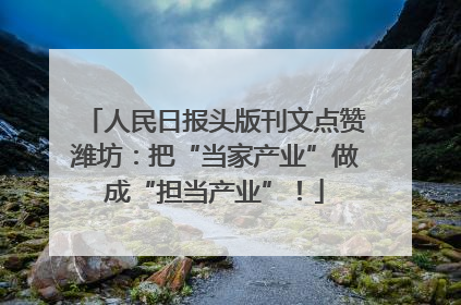 人民日报头版刊文点赞潍坊：把“当家产业”做成“担当产业”！