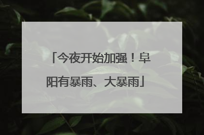 今夜开始加强！阜阳有暴雨、大暴雨