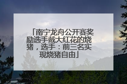 南宁龙舟公开赛奖励选手戴大红花的烧猪，选手：前三名实现烧猪自由