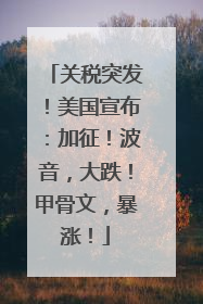 关税突发！美国宣布：加征！波音，大跌！甲骨文，暴涨！