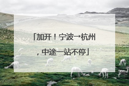 加开！宁波→杭州，中途一站不停