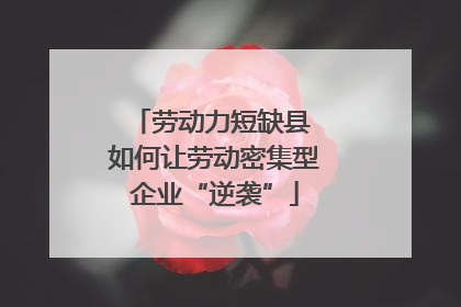 劳动力短缺县 如何让劳动密集型企业“逆袭”