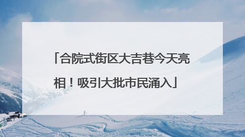合院式街区大吉巷今天亮相！吸引大批市民涌入