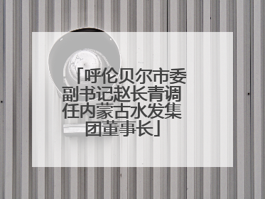呼伦贝尔市委副书记赵长青调任内蒙古水发集团董事长