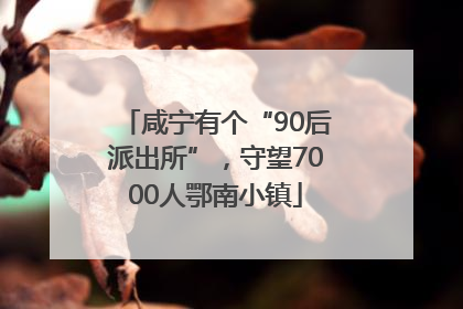 咸宁有个“90后派出所”，守望7000人鄂南小镇
