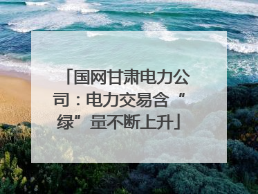 国网甘肃电力公司：电力交易含“绿”量不断上升