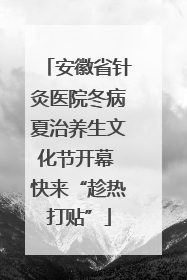 安徽省针灸医院冬病夏治养生文化节开幕 快来“趁热打贴”