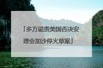 多方谴责美国否决安理会加沙停火草案