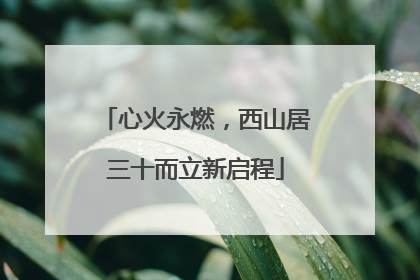 心火永燃，西山居三十而立新启程