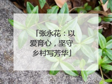 张永花：以爱育心，坚守乡村写芳华