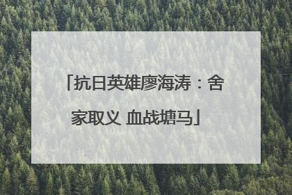 抗日英雄廖海涛：舍家取义 血战塘马