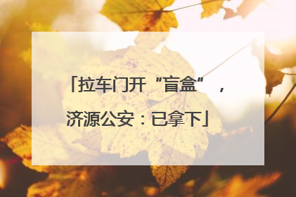 拉车门开“盲盒”，济源公安：已拿下