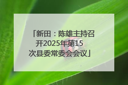 新田：陈雄主持召开2025年第15次县委常委会会议