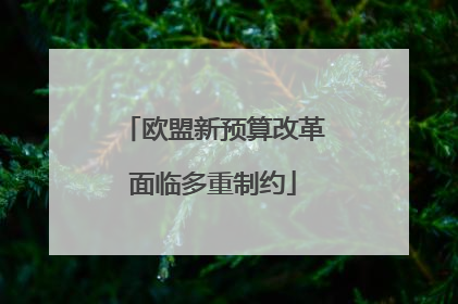 欧盟新预算改革面临多重制约