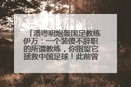 潘粤明炮轰国足教练伊万：一个装傻不辞职的所谓教练，你指望它拯救中国足球！此前曾多次发文评价国足