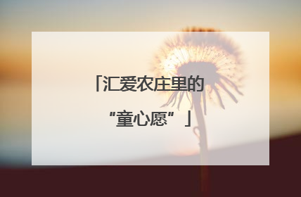 汇爱农庄里的“童心愿”