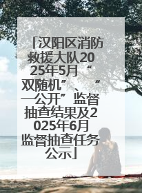 汉阳区消防救援大队2025年5月“双随机”、“一公开”监督抽查结果及2025年6月监督抽查任务公示