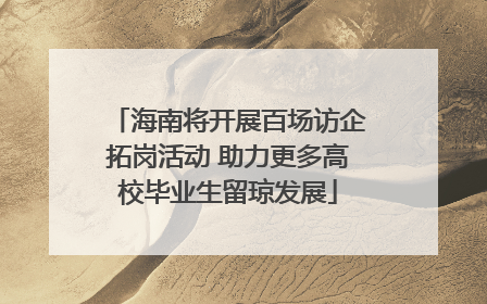 海南将开展百场访企拓岗活动 助力更多高校毕业生留琼发展