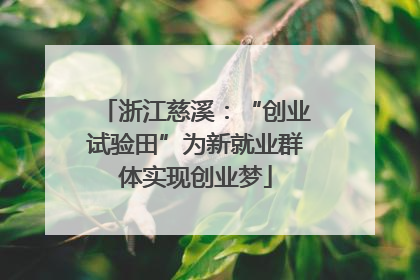 浙江慈溪：“创业试验田”为新就业群体实现创业梦