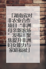 湖南省对非农业合作项目“非洲母亲新农场”发布！聚焦提升非洲妇女能力与家庭福祉