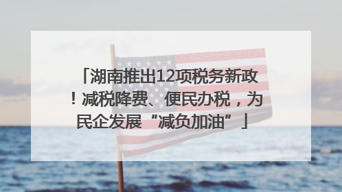 湖南推出12项税务新政！减税降费、便民办税，为民企发展“减负加油”