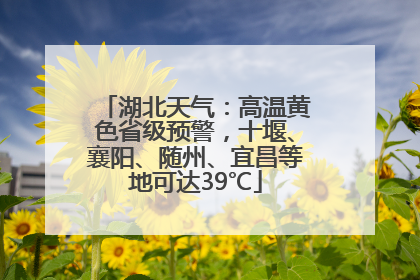 湖北天气：高温黄色省级预警，十堰、襄阳、随州、宜昌等地可达39℃