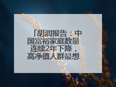 胡润报告：中国富裕家庭数量连续2年下降，高净值人群最想要“健康”
