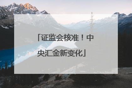 证监会核准！中央汇金新变化