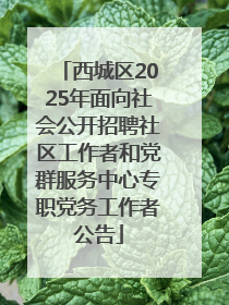 西城区2025年面向社会公开招聘社区工作者和党群服务中心专职党务工作者公告