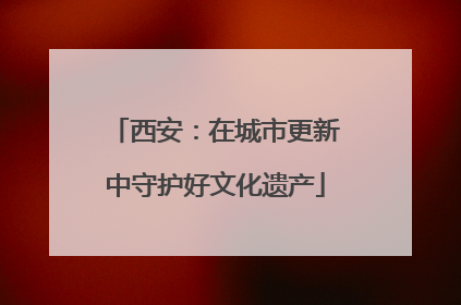 西安：在城市更新中守护好文化遗产