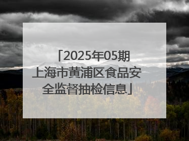 2025年05期上海市黄浦区食品安全监督抽检信息